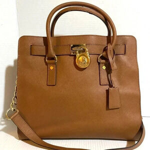 Michael kors brown saffiano leather satchel handbag